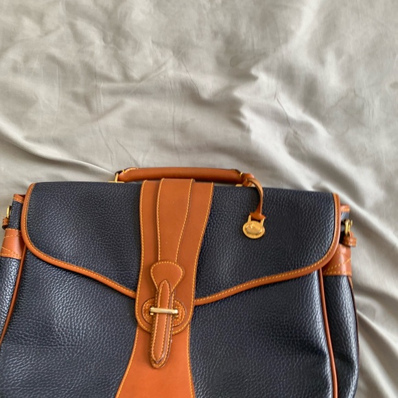 Dooney & Bourke Navy and Tan Leather Briefcase - Picture 3 of 15